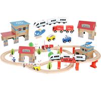 Train De Jouet En Bois Chemin De Fer En Bois Piste De Voiture Pour Enfants Bucket Top Mountain Avec Récipient 9362