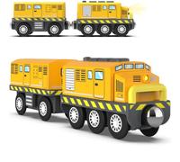 Train de locomotive à piles (connexion magnétique) - Puissante locomotive motorisée - Compatible avec Thomas, Brio, Chuggington - Jouet de train pour tout-petits