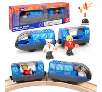 Train de Locomotives à Piles(Connexion Magnétique), Ensemble de Jouets Magnétique de Train électrique, Train Motorisé pour Rails en Bois, Compatible avec Thomas, Brio, Jouet pour Enfants Garçon