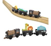 Train de Locomotives à Piles, Trains Lumineux à 3 Wagons avec 5 Animaux, Jouets Train pour Voie Ferrée, Connexion Magnétique, Trains Electrique pour 4 à 6 Ans, Cadeau d'anniversaire