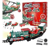 Train de Noël flottant pour sapin de Noël - Diamètre : 80 cm - En plastique - Son lumineux - Chemin de fer électrique - Locomotive 3 wagons 8 voies - Support de voie - Décoration de Noël
