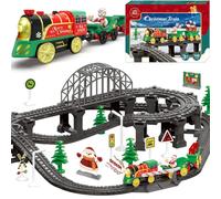 Train de Noël pour tout-petits, jouet électrique pour rails en bois, train jouet à piles avec musique et éclairage, train motorisé compatible avec Brio, Thomas et ses amis