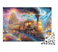 Train de Noël près de Fairy Castle Puzzle De 1000 Pièces Train capricieux Élément Essentiel pour Les Soirées De Jeux en Famille, Adultes Et Enfants 70x50cm/1000pcs