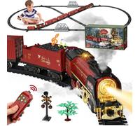 Train De Noël Télécommandé Avec Lumière Fumée Vapeur Locomotive Classique Jouet À Pile 9067B Circuit Électrique Grande Taille