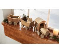 Train décoratif "Rustikal" en bois flotté, 57 cm de long, décoration de Noël, train de Noël, locomotive avec 2 remorques