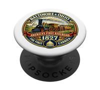 Train d'époque 1827 du Baltimore and Ohio Railroad PopSockets PopGrip Adhésif