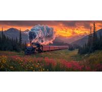 Train Diamond Painting Adulte 20 x 40 cm Diamond Painting Paysage 5D DIY Strass Kit Broderie Point de Croix Peinture Diamant Kit Complet Adulte pour Cadeau Femme Tableau Decoration Murale ZSHD-4723