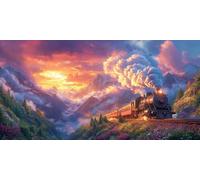 Train Diamond Painting Adulte 70 x 140cm Diamond Painting Montagne 5D DIY Strass Kit Broderie Point de Croix Peinture Diamant Kit Complet Adulte pour Cadeau Femme Tableau Decoration Murale ZSHD-4416