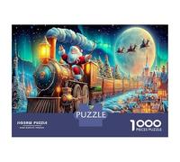 Train du Père Noël 1000 Pc Carton Recyclé Balade en traîneau Puzzle DIY Enfants 12+ Amateurs Relaxation Mentale pour Encadrer Adultes 38x26cm/1000pcs