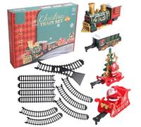 Train électrique 14 pièces pour Enfants lumière et Sons Train de Noël simulé avec 4 Voitures Ensembles de Noël Classiques
