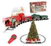 Train Électrique À Vapeur, Train Electrique Enfant avec Télécommande, Vapeur, LumièRes et Sons, Piste de Bricolage, Locomotive à Vapeur Electrique pour Enfants dès 3 Ans