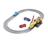 Train électrique avec Passage à Niveau, Coffret Comprenant Une Locomotive, Une Voiture et 4 Wagons, 2 mètres de Rails, Jouet éducatif pour Enfants à partir de 3 Ans.