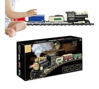 Train électrique de jouet, locomotive à vapeur à batterie avec effet | Effet de pulvérisation de fumée, module sonore réaliste, lumières LED brillantes, fonctionne avec piles, taille 37,1 x 20 cm