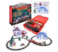 Train électrique de Noël, Jouet de Train de Chemin de Fer Électrique Ensemble de Jeu Alimenté par Batterie Jouet de Train Miniature Léger Et Sonore, Ensemble de Train de Noël Classique pour enfants