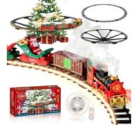 Train Électrique de Noël LED Blanc Chaud, Spray et Son, Ensemble Classique de Train de Noël pour Enfants 3+ - Cadeau Féerique