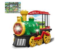 Train Électrique Enfant avec Tapis de Jeu Ville, Locomotive à Vapeur avec Lumières, Sons et Fumée, Jouet Éducatif pour Garçon et Fille 3 à 9 Ans