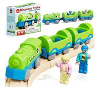 Train Electrique Enfant Dinosaure, Locomotive à Piles Compatible Circuit Train en Bois, Train Jouet Plastique pour Enfants 3 Ans