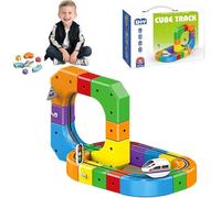 Train Electrique Enfant, Petit Circuit Voituremagnetique Enfant, Routique Train 3D,Bloc De Rail Magique, Itinéraires De Routique 3D avec Cubes Stem, Cadeau pour Tout-Petits De 3-8 Ans (1)
