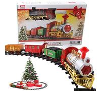 Train Electrique Noel,Train Jouet pour Enfants Train de Noël à Piles avec Rails, Lumières & Sons - Décoration Sapin de Noël & Cadeau pour Enfants