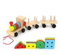 Train En Blocs En Bois, Modèle De Couleur Géométrique, Jouets De Développement Pour Bébé, Apprentissage De La Petite Enfance, Véhicules De Jeu Montessori