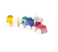 Janod Train en bois Zigolos à tirer – Mouton, 15 pièces Multicolore – Dès 12 mois