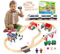 Train en Bois Enfant - Trains et Véhicules & Rails Pack Train | Circuit Train...