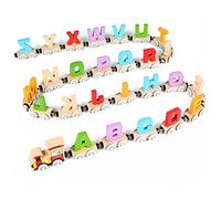 Train en Bois Magnetique, Alphabet Numéros Jouet de Train Magnétique Montessori Jouets, Train en Bois Enfant Puzzles Jouets Cadeaux pour Bébé Garçons Filles