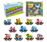 Train en bois, train en bois, jeu de train en bois avec carte, trafic magnétique, jeu de motricité Montessori pour enfants de 2 à 5 ans, cadeaux pour garçons et filles