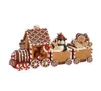Train en pain d'épices de Noël - Train en résine en pain d'épices | Décoration festive de Noël | Figurines de Noël pour manteau, armoire, bibliothèque | Petit train Ornement pour ambiance de vacances