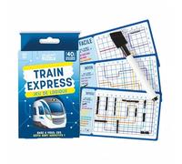 Train Express - Jeu de logique avec des défis addictifs pour s’évader - 40 Challenges rejouables - Difficulté Croissante - A partir de 12 Ans - Feutre effaçable Inclus