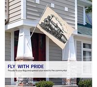 Train Flag 3x5 FT Vintage Train in Country Locomotive Wooden Wagons Rail Road with Smoke Outdoor Flags Large Welcome Yard Banners Home Garden Yard Lawn Decor Beige