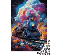 Train Fleurs Nuages 1000pcs Mini Puzzle Pour Famille Difficile | 38x26cm Carton Décor Salon Structure Durable Cadeau Anniversaire Soulagement Anxiété