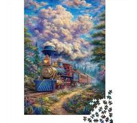 Train Forêt Nuages 1000 Pièces Mini Puzzle pour Adultes Idée Cadeau | 70x50cm Carton Amateurs De Puzzles Relaxation Mentale Puzzle Fait Main Cadeau Anniversaire Décoration Bureau