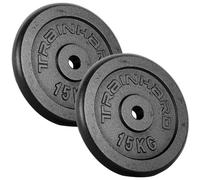 Train Hard Jeu de disques de manutention 5/10/15/20/30/40/50/60 kg, alésage 30/31 mm, fonte, disques de poids, poids d'haltères, disques de fitness (30 kg, B : 15 x 2)