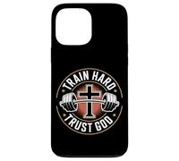 Train Hard Trust God Musculation Foi Chretienne Coque pour iPhone 13 Pro Max