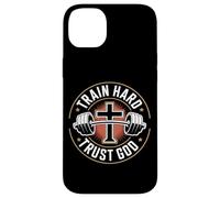 Train Hard Trust God Musculation Foi Chretienne Coque pour iPhone 14 Plus