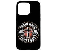 Train Hard Trust God Musculation Foi Chretienne Coque pour iPhone 15 Pro Max