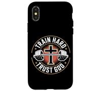 Train Hard Trust God Musculation Foi Chretienne Coque pour iPhone X/XS
