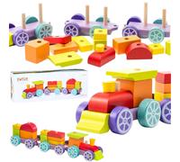 TRAIN LOCOMOTIVE WAGONS BLOCS DE BOIS MANDRIN