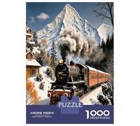 Train Neige Montagne 1000 Pièces Coffret Puzzle Aventure Alpine Puzzle Premium Carton Solide - DIY Familial Trop Amusant, Belle Déco, Cadeau D’Anniversaire pour Adultes Et Enfants 52x38cm/1000pcs