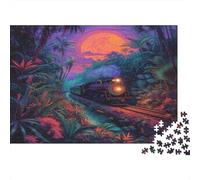 Train Nuit étoilée Puzzle 1000 Pièces avec Couleurs Éclatantes, Jeu De Puzzle défi en Solitaire pour La Décoration Murale DIY, pour Les Femmes, Cadeaux pour Les Hommes 38x26cm/1000pcs