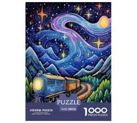 Train Nuit étoilée Puzzle 1000 Pieces Cadeau Unique Jeu Éduchatif Challenge Toy À De Qualité Supérieure Peinture Art pour Adultes Et Enfants 38x26cm/1000pcs