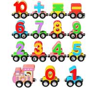 Train numérique magnétique en bois, jouet de train numérique | Blocs de chemin de fer avec chiffres magnétiques en bois - Blocs de jouets d'assemblage de voiture avec numéros pour les filles de 3-6