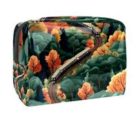 Train on Railway with Lush Tree Cosmetic Bag for Women Travel Toiletries Bags Large PVC Makeup Pouch Organizer Handy Pouch Organizer with Zipper, multicolore, 18.5x7.5x13cm/7.3x3x5.1in, Trousse de