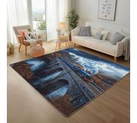 Train Paysage Nature Hills Tapis Salon Moderne 160x230cm Tapis Antidérapant à Poil Ras, Train Steampunk Rug Ne Perde Pas de Peluches, Facile à Entretenir Moquette Chambre