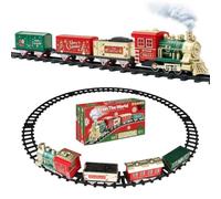 Train pour Sapin de Noël 18 Pièces Lumières Et Son Électrique Interactif | Locomotive Ferroviaire Circuit Pour Pour Élèves De Maternelle, Garçons, Filles, , Jeunes, Adolescents,