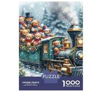 Train Puzzle À 1000 Morceaux Papier Épais Cadeaux de Train de Vapeur de Noël Neige Puzzle Familial Parents-Enfants Heures Divertissement Garanties Compatible Plateau Loisirs 70x50cm/1000pcs