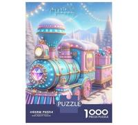 Train Puzzle À 1000 Morceaux Papier Épais Fond enneigé de Train de Fantaisie coloré Puzzle Familial Passionnés Casse-tête Parents-Enfants Compatible Plateau Loisirs Maison 70x50cm/1000pcs