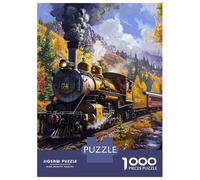Train Puzzle À 1000 Morceaux Papier Épais Train à Vapeur Automne forêt Ciel Nuageux Puzzle Familial Parents-Enfants Activité Lien Familial Heures Divertissement Garanties 52x38cm/1000pcs