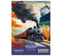 Train Puzzle À 1000 Morceaux Papier Épais Train à Vapeur Autumn Valley Track Puzzle Familial Parents-Enfants Compatible Plateau Heures Divertissement Garanties Divertissement 38x26cm/1000pcs